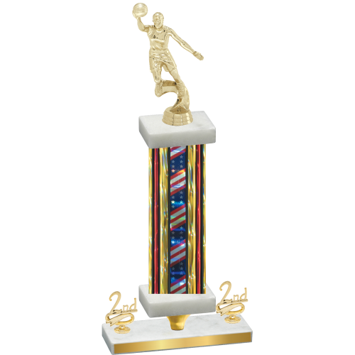 Premium Single Flag USA Second Place Basketball Trophy
