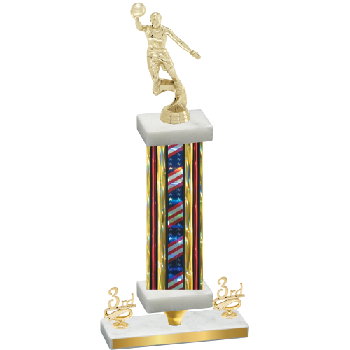 Premium Single Flag USA Third Place Basketball Trophy