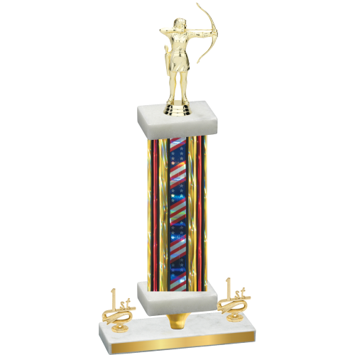 Premium Single Flag USA First Place Archery Trophy