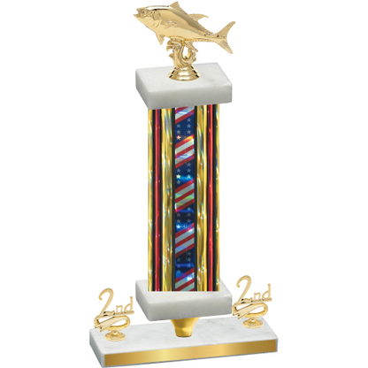 Premium Single Flag USA Second Place Fishing Trophy