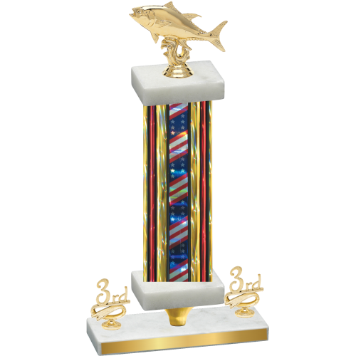 Premium Single Flag USA Third Place Fishing Trophy