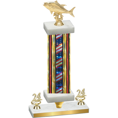 Premium Single Flag USA Year Fishing Trophy