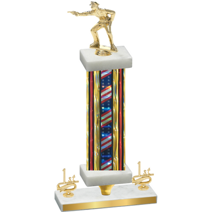 Premium Single Flag USA First Place Shooter Trophy