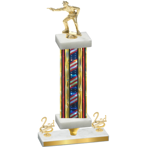 Premium Single Flag USA Second Place Shooter Trophy