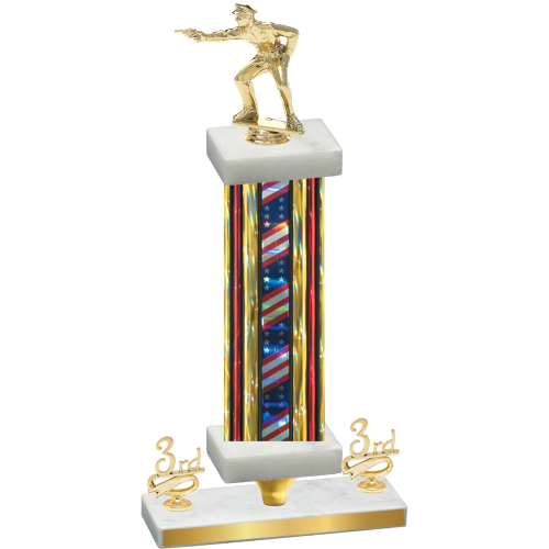 Premium Single Flag USA Third Place Shooter Trophy