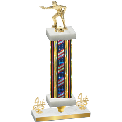 Premium Single Flag USA Fourth Place Shooter Trophy
