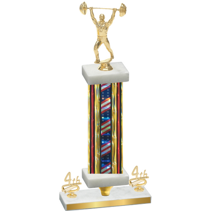 Premium Single Flag USA Fourth Place Weights Trophy