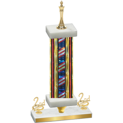 Premium Single Flag USA Second Place Chess Trophy