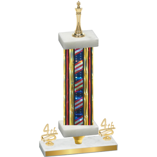 Premium Single Flag USA Fourth Place Chess Trophy