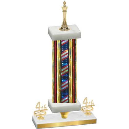 Premium Single Flag USA Fourth Place Chess Trophy