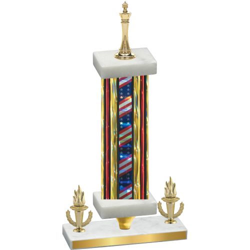 Premium Single Flag USA Victory Chess Trophy
