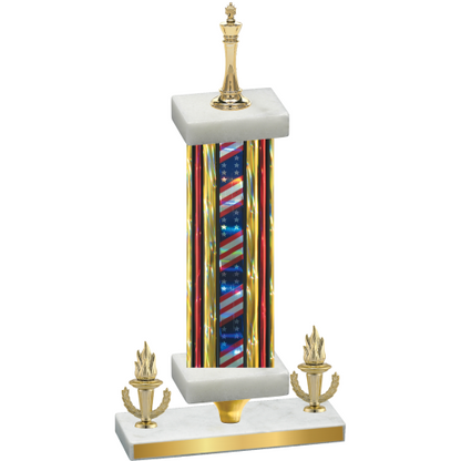 Premium Single Flag USA Victory Chess Trophy