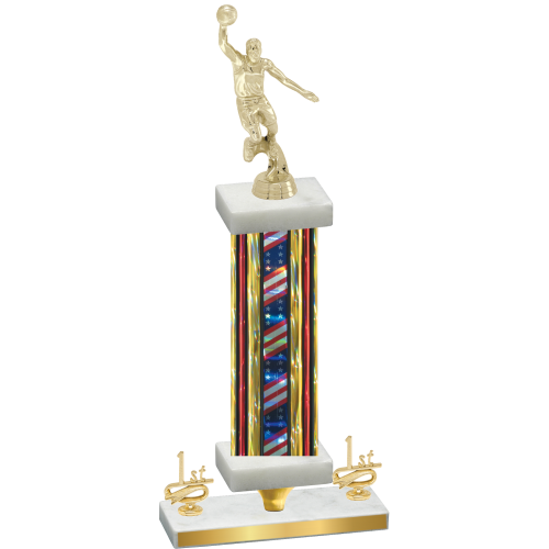 Premium Single Flag USA First Place Basketball Trophy