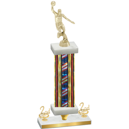 Premium Single Flag USA Second Place Basketball Trophy