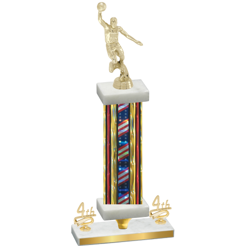Premium Single Flag USA Fourth Place Basketball Trophy