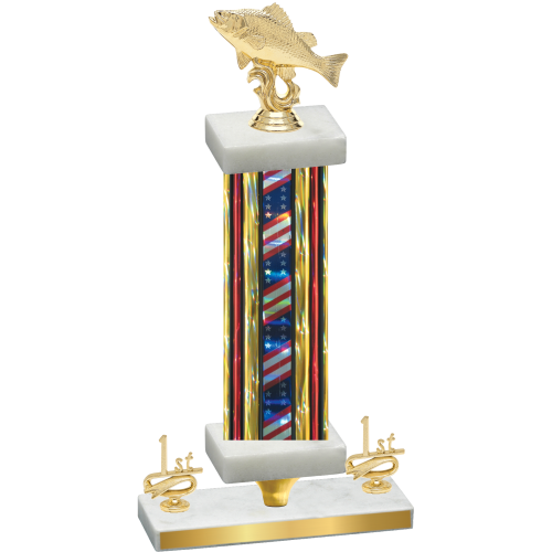 Premium Single Flag USA First Place Fishing Trophy