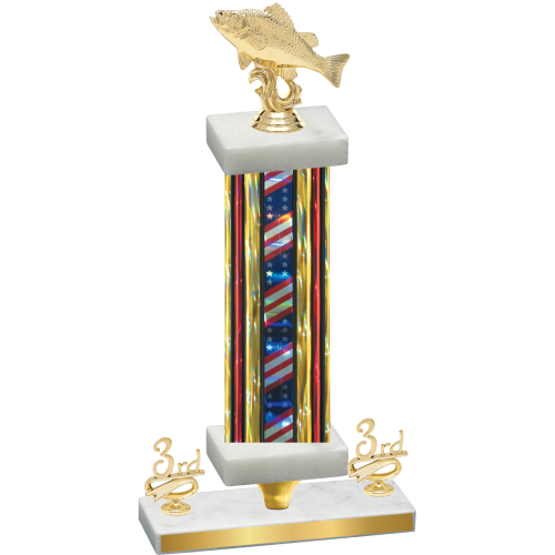 Premium Single Flag USA Third Place Fishing Trophy