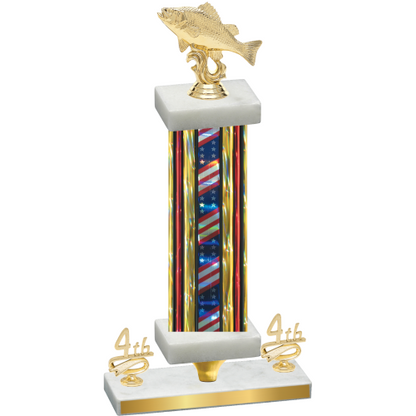 Premium Single Flag USA Fourth Place Fishing Trophy