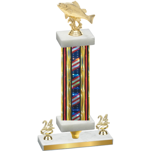 Premium Single Flag USA Year Fishing Trophy