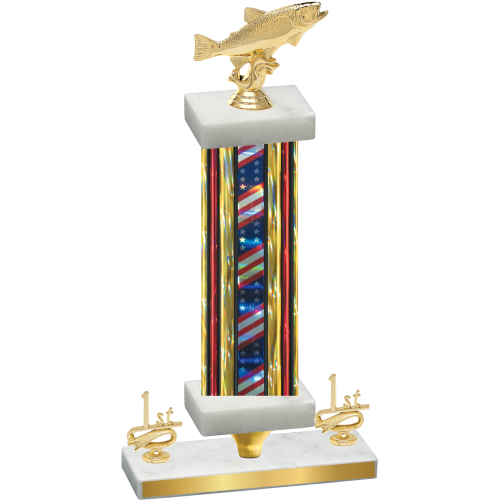 Premium Single Flag USA First Place Fishing Trophy