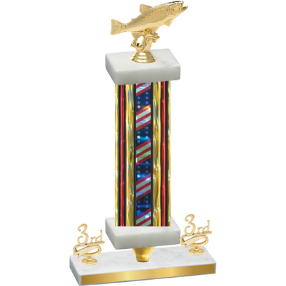 Premium Single Flag USA Third Place Fishing Trophy