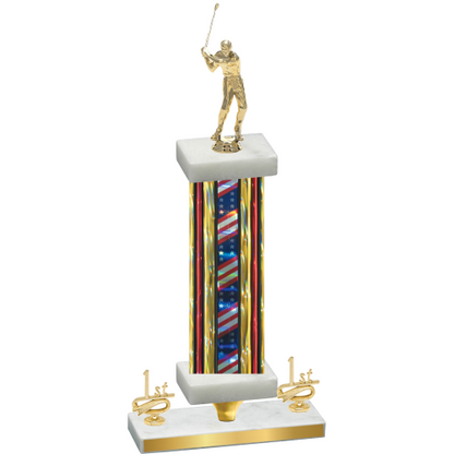 Premium Single Flag USA First Place Golf Trophy