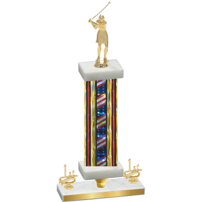 Premium Single Flag USA First Place Golf Trophy