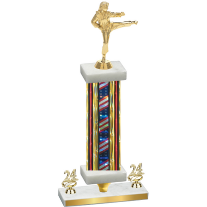 Premium Single Flag USA Year Karate Trophy