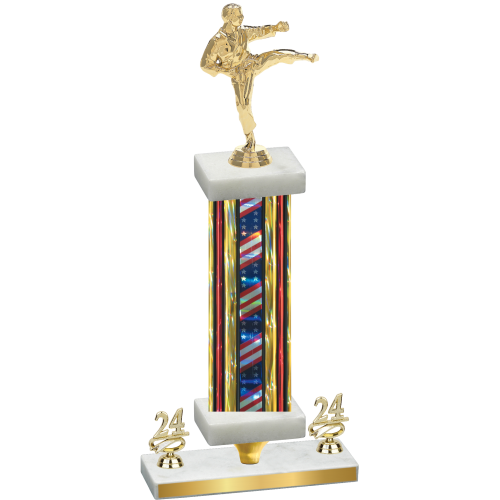 Premium Single Flag USA Year Karate Trophy