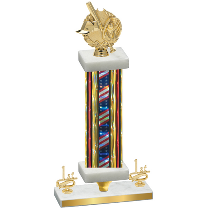 Premium Single Flag USA First Place Baseball Trophy
