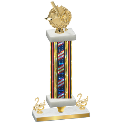 Premium Single Flag USA Second Place Baseball Trophy