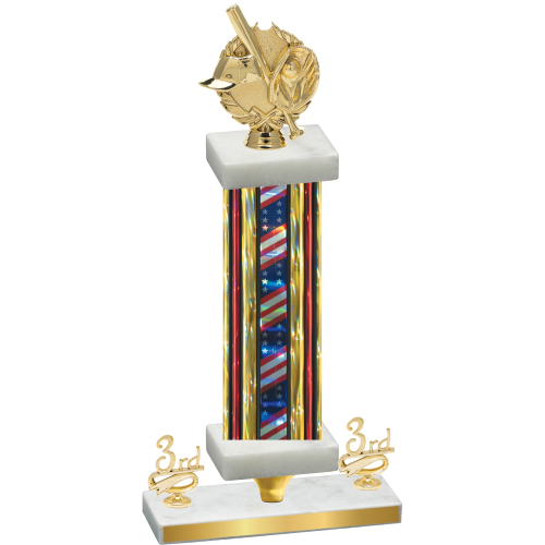 Premium Single Flag USA Third Place Baseball Trophy