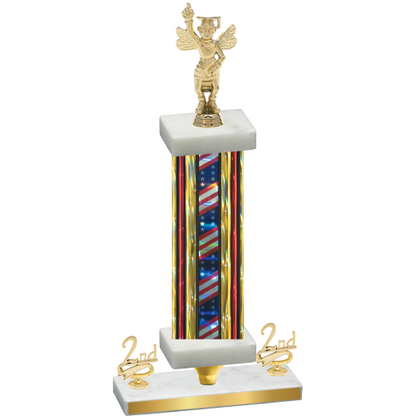 Premium Single Flag USA Second Place Academics Trophy