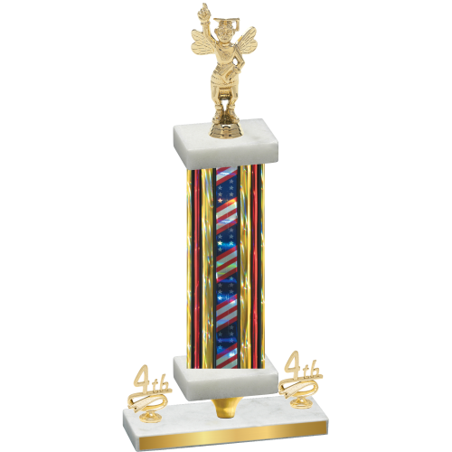 Premium Single Flag USA Fourth Place Academics Trophy