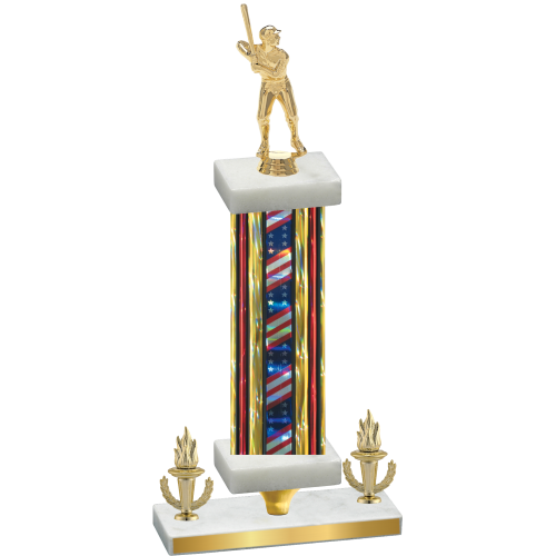 Premium Single Flag USA Victory Baseball Trophy