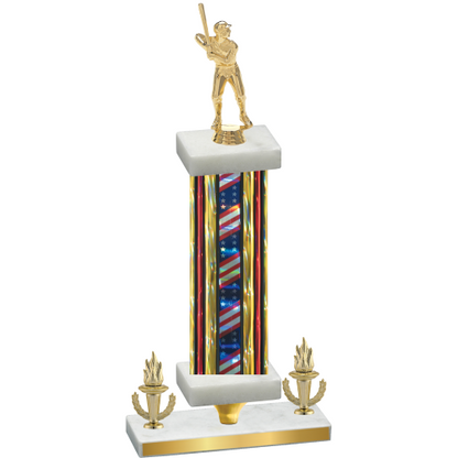 Premium Single Flag USA Victory Baseball Trophy