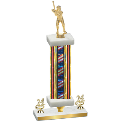 Premium Single Flag USA Year Baseball Trophy