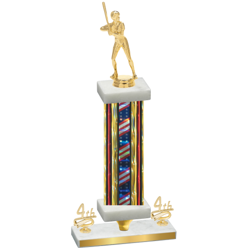 Premium Single Flag USA Fourth Place Softball Trophy