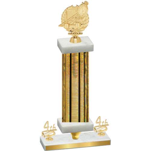 Premium Single Gold Glacier Fourth Place Swimming Trophy