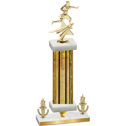 Premium Single Gold Glacier Victory Flag Football Trophy