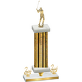 Premium Single Gold Glacier Second Place Golf Trophy