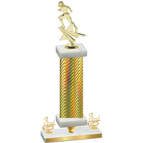 Premium Single Gold Carbon Fiber Third Place Football Trophy