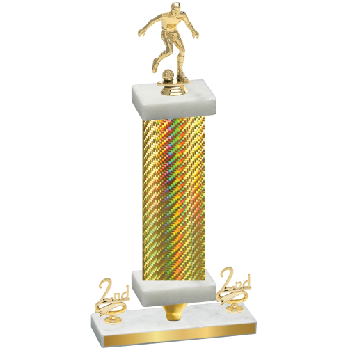 Premium Single Gold Carbon Fiber Second Place Soccer Trophy