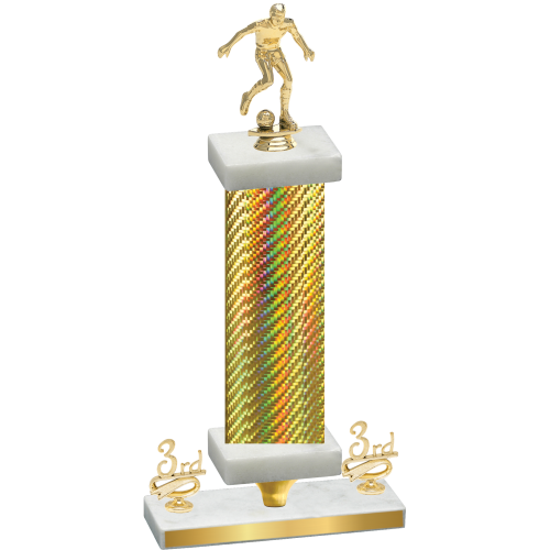 Premium Single Gold Carbon Fiber Third Place Soccer Trophy