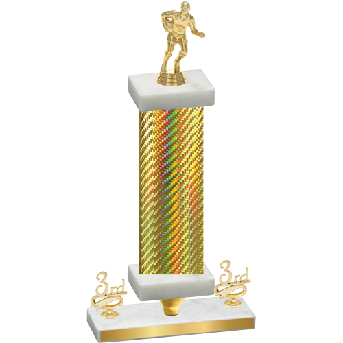 Premium Single Gold Carbon Fiber Third Place Rugby Trophy