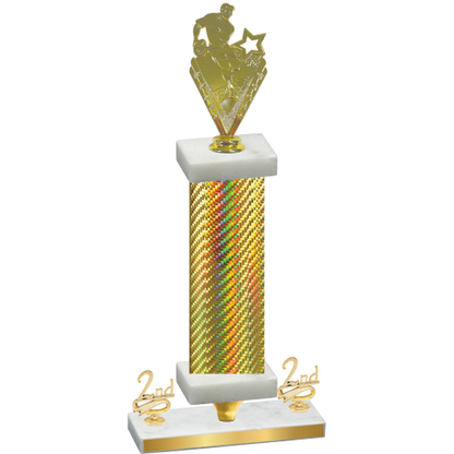 Premium Single Gold Carbon Fiber Second Place Rugby Trophy