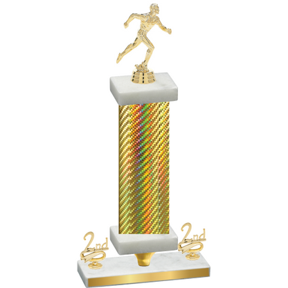 Premium Single Gold Carbon Fiber Second Place Running Trophy