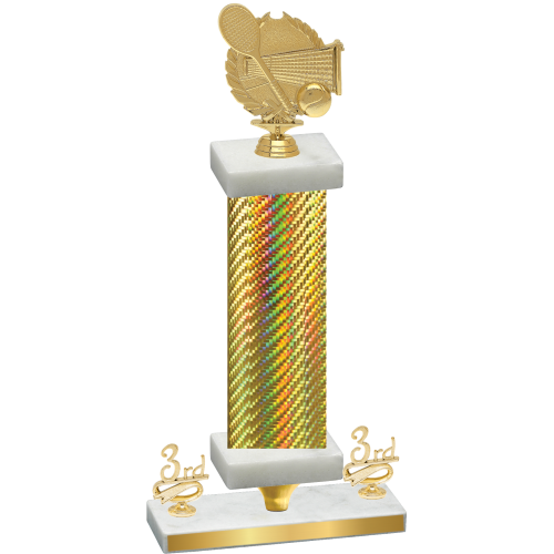 Premium Single Gold Carbon Fiber Third Place Tennis Trophy