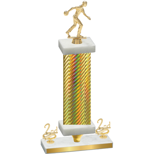 Premium Single Gold Carbon Fiber Second Place Bowling Trophy