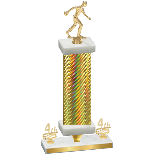 Premium Single Gold Carbon Fiber Fourth Place Bowling Trophy